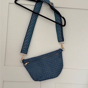 Pretty Simple brand Blue Woven Crossbody Bag